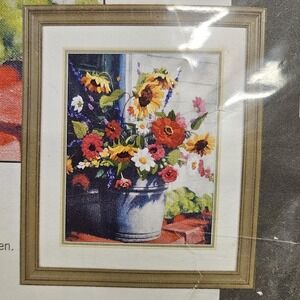 Dimensions Bucket Of Flowers Crewel‎ Embroidery Kit 11x14 Floral Needlecraft
